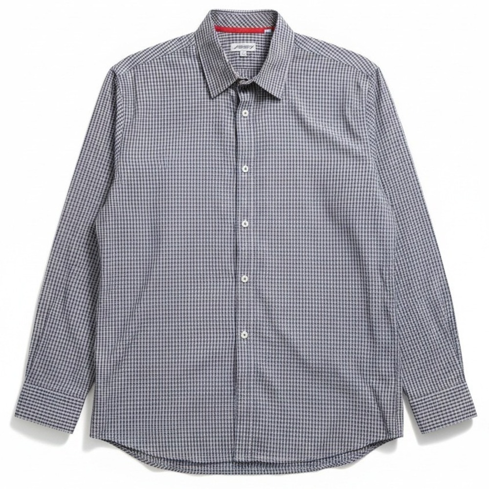 Jeremy Argyle NYC Long Sleeve Button Down Shirt, Men's XXL, Micro Check Navy Red
